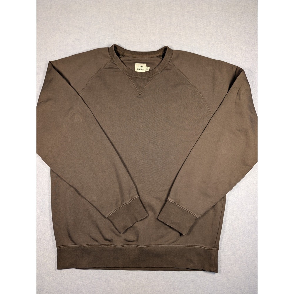 Flint and Tinder Sweatshirt Mens XL Brown 10-Year Crewneck Raglan Good